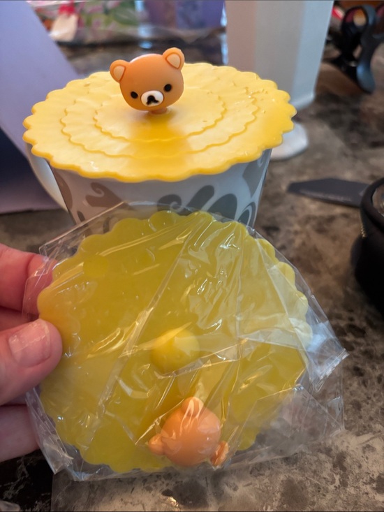 None Other - Set of 2 Cute Yellow Bear Silicone Cup Lid